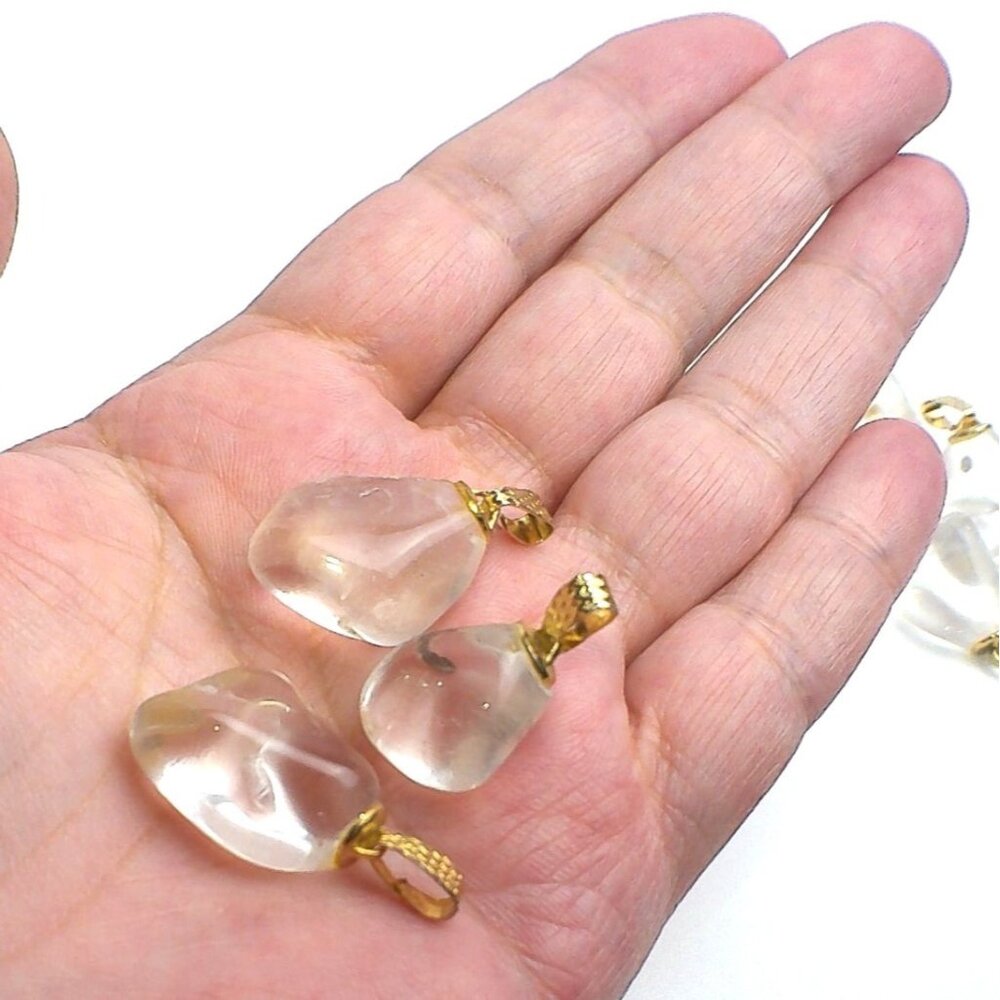Vintage Clear Quartz Crystal Pendant With Gold-Plated Bail Randomly Selected
